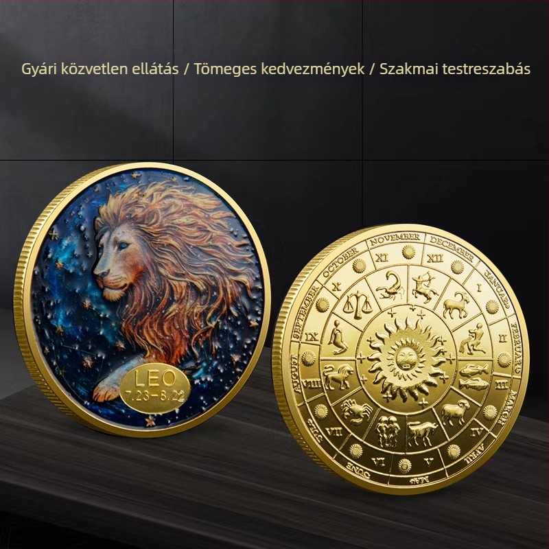 Tizenkét csillagkép emlékérme külkereskedelmi fém színes domborműves emlékérmek csillagkép gyűjtemény érmék határokon átnyúló beszállítók