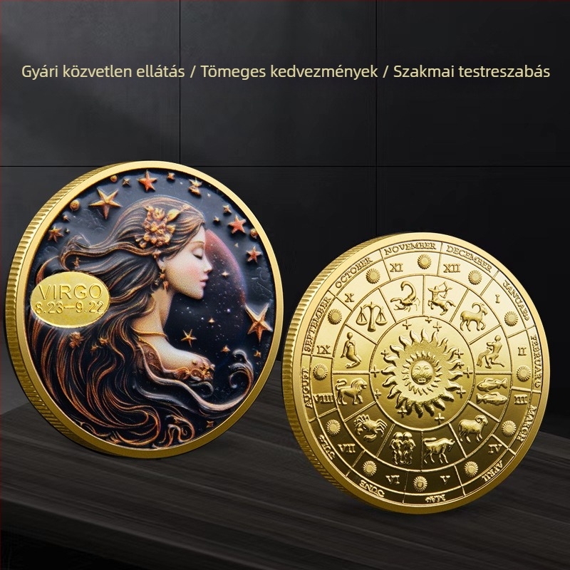 Tizenkét csillagkép emlékérme külkereskedelmi fém színes domborműves emlékérmek csillagkép gyűjtemény érmék határokon átnyúló beszállítók