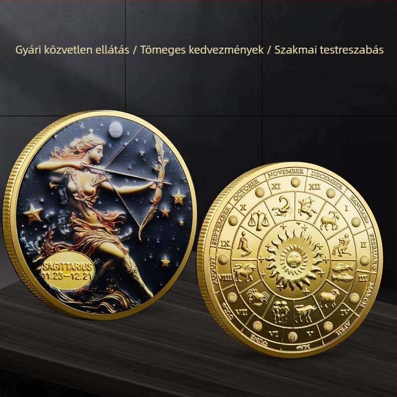 Tizenkét csillagkép emlékérme külkereskedelmi fém színes domborműves emlékérmek csillagkép gyűjtemény érmék határokon átnyúló beszállítók