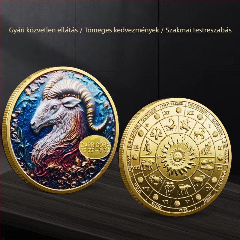 Tizenkét csillagkép emlékérme külkereskedelmi fém színes domborműves emlékérmek csillagkép gyűjtemény érmék határokon átnyúló beszállítók