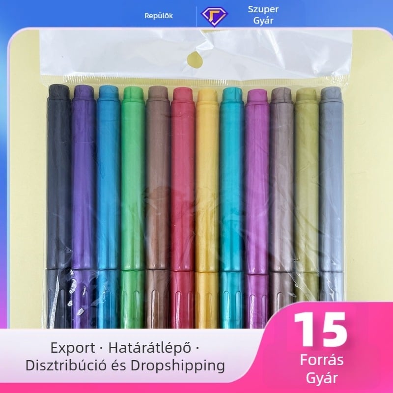 Fém Jelölőtoll Gyöngyházfényű Színes Jelölőkészlet Tervezőkhöz, Graffitihez, Fotóalbumokhoz és Naplózáshoz