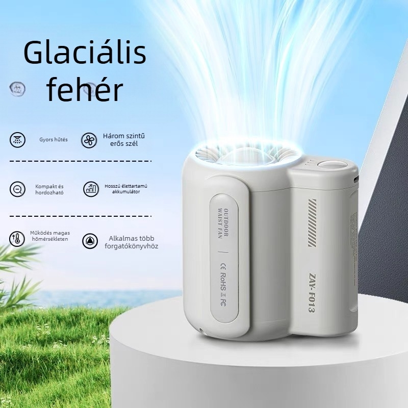 Kültéri építkezési derékra akasztható ventilátor USB töltésű expressz kézbesítési rider szuper széllel akasztható nyakra tölthető kincses ventilátor