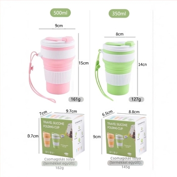 Hordozható szilikon összecsukható vizespohár, kültéri kempingpohár, gyümölcslépohár, irodai kávéspohár, teleszkópos pohár, szájvízpohár