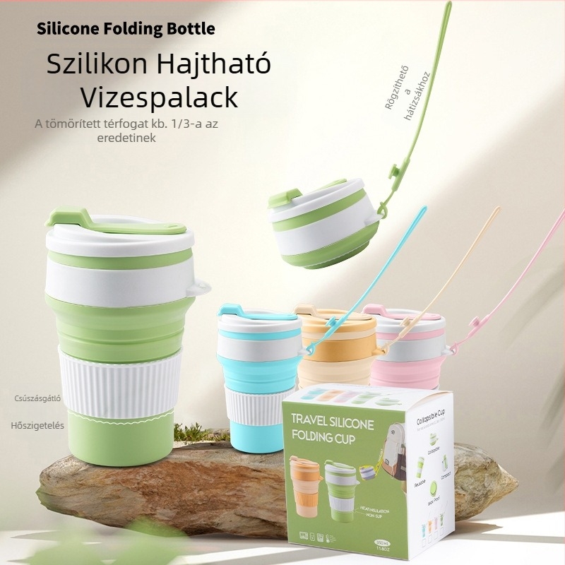 Hordozható szilikon összecsukható vizespohár, kültéri kempingpohár, gyümölcslépohár, irodai kávéspohár, teleszkópos pohár, szájvízpohár