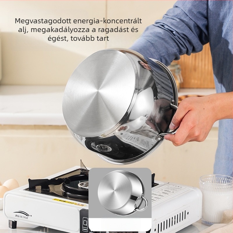 Határokon átnyúló, népszerű rozsdamentes acél leveses edény, vastagított kompozit aljú konyhai edény, nyolc darabos készlet