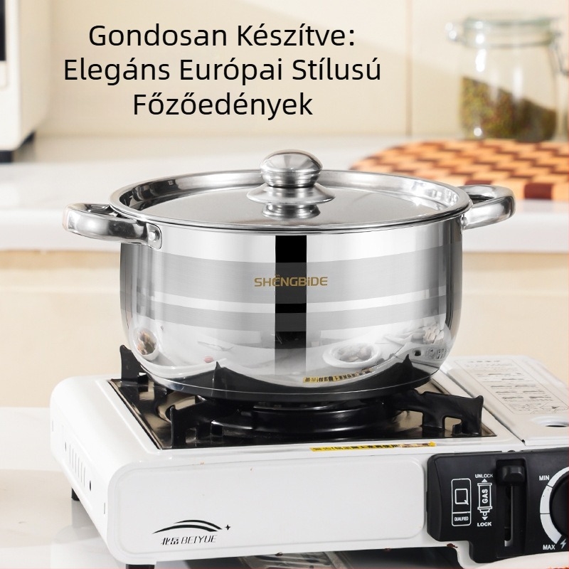 Határokon átnyúló, népszerű rozsdamentes acél leveses edény, vastagított kompozit aljú konyhai edény, nyolc darabos készlet