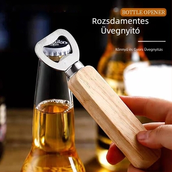 Háztartási fa fogantyús üvegnyitó kreatív sör rozsdamentes acél üvegnyitó konzervnyitó kereskedelmi ajándék üvegnyitó konyhai eszközök