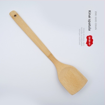 Gyári közvetlen értékesítés Bambusz spatula Háztartási főző spatula Magas hőmérsékletnek ellenálló festékmentes spatula Hosszú nyelű bambusz konyhai eszközök Runjianghu