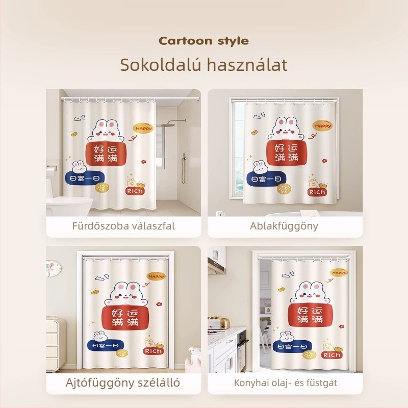 Fürdőszobai zuhanyfüggöny, vízálló és penészálló anyag, fürdőszobai válaszfal, WC, zuhanykabin, vízfüggöny, luxus fürdőfüggöny