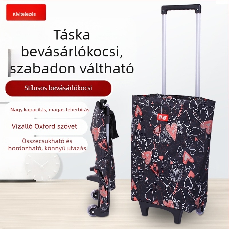 Kerekes kocsi bevásárlótáska szupermarket élelmiszerbolt bevásárlókocsi táska szövettáska bevásárlókocsi hordozható nagy kapacitású kocsi határokon átnyúló