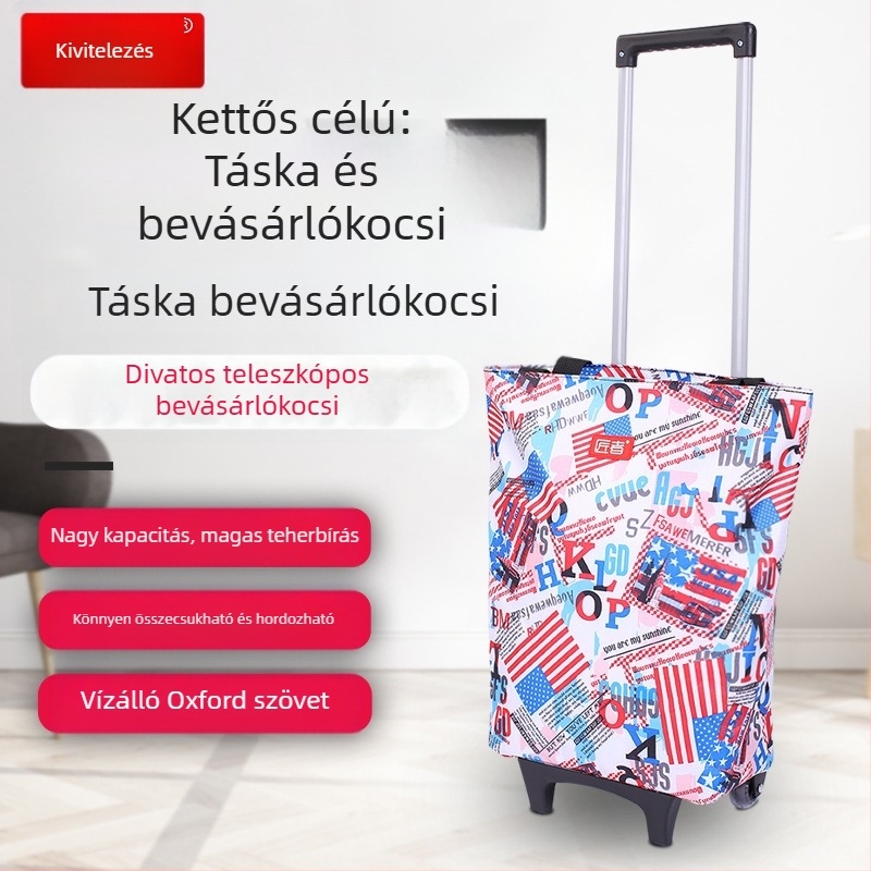 Kerekes kocsi bevásárlótáska szupermarket élelmiszerbolt bevásárlókocsi táska szövettáska bevásárlókocsi hordozható nagy kapacitású kocsi határokon átnyúló