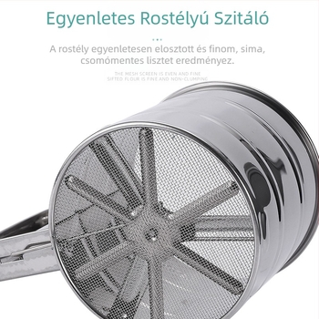 Spot por szitáló sütéshez kézi félautomata liszt szitáló rozsdamentes acél liszt szitáló szűrőpohár típusú kézi nyomásos típus