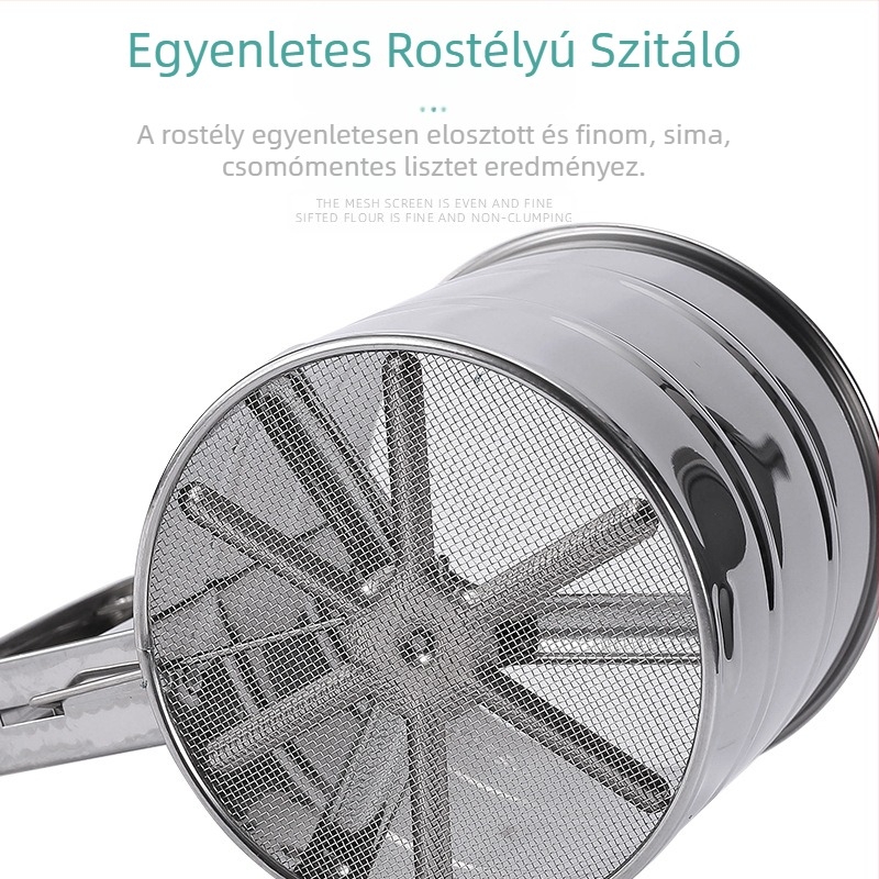 Spot por szitáló sütéshez kézi félautomata liszt szitáló rozsdamentes acél liszt szitáló szűrőpohár típusú kézi nyomásos típus