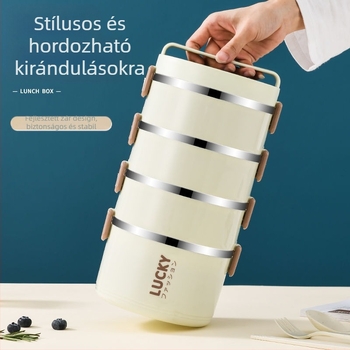 Rozsdamentes acél uzsonnásdoboz, hőszigetelő uzsonnásdoboz tetővel irodai dolgozóknak, hőszigetelő vödör diákoknak, stílusos, színes értékű uzsonnásdoboz rizzsel