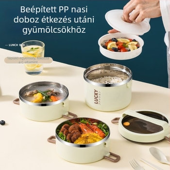 Rozsdamentes acél uzsonnásdoboz, hőszigetelő uzsonnásdoboz tetővel irodai dolgozóknak, hőszigetelő vödör diákoknak, stílusos, színes értékű uzsonnásdoboz rizzsel