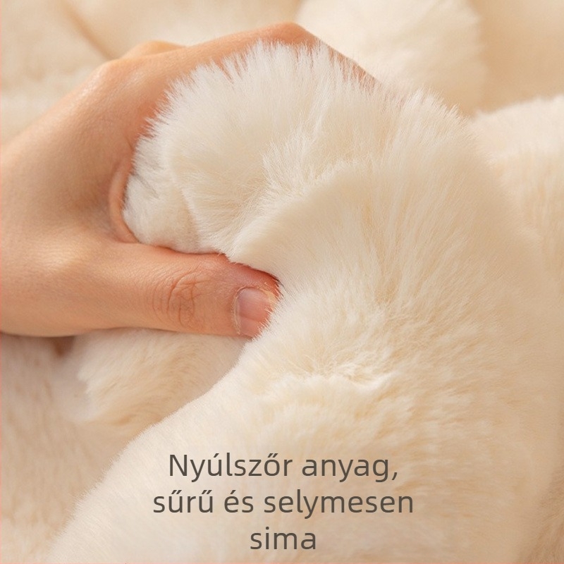 Téli kanapéra nyúl-szőrös plüss párna, vastagított, modern egyszerű stílusú párnahuzat, 2026-os új modell, csúszásmentes.