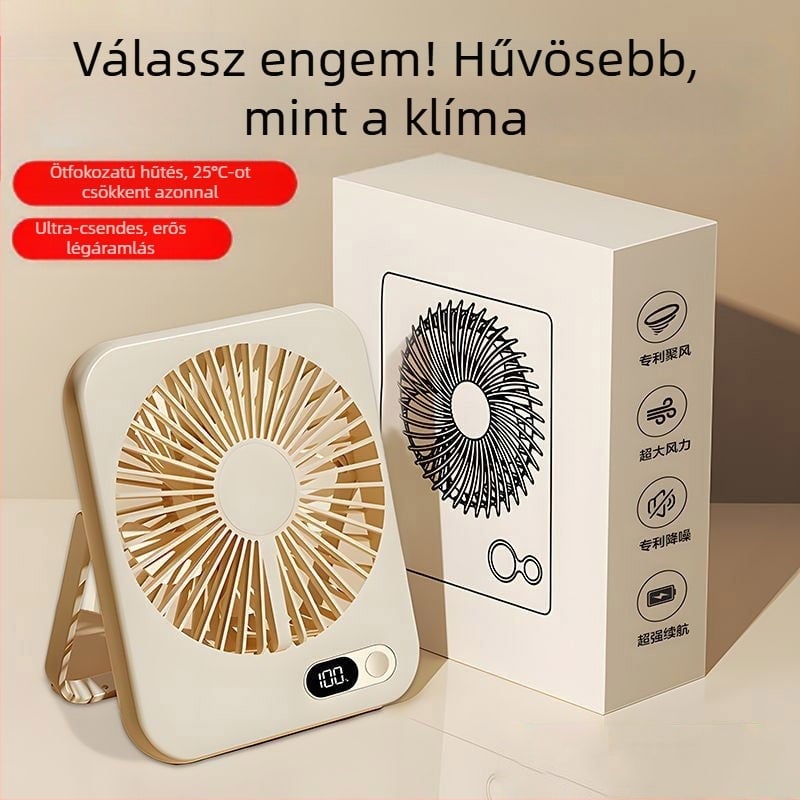 Csendes asztali ventilátor osztályterembe, irodai hálószoba hűtés, asztali kis ventilátor kültéri USB töltés