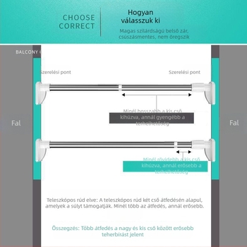 Gardrób Gardrób Ruhaakasztó rúd Teleszkópos rúd Ütésmentes WC-ruhaszárító rúd Keresztrúd Ruhatartó Akasztórúd Zsugorodó Egyenes rúd