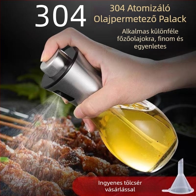 304 rozsdamentes acél üveg olajszóró palack grill főzőolaj szabályozó Pot Konyhai pneumatikus szórópalack olajszóró edény