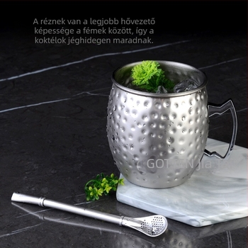 Moszkvai öszvér bögre határokon átnyúló ellátása Moszkvai öszvér bögre Rézbevonatú kalapácspöttyös pohár Csupasz alakú koktélpohár