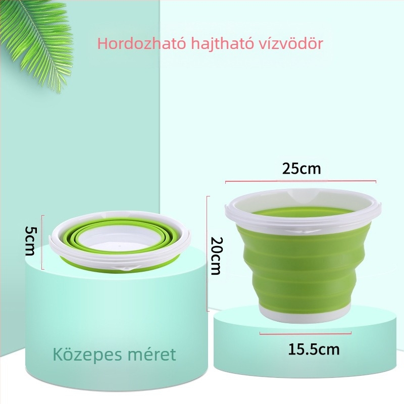 Összecsukható vödör hordozható szilikon összecsukható vödör kültéri horgászat autó autómosás műanyag takarítás hordozható vödör