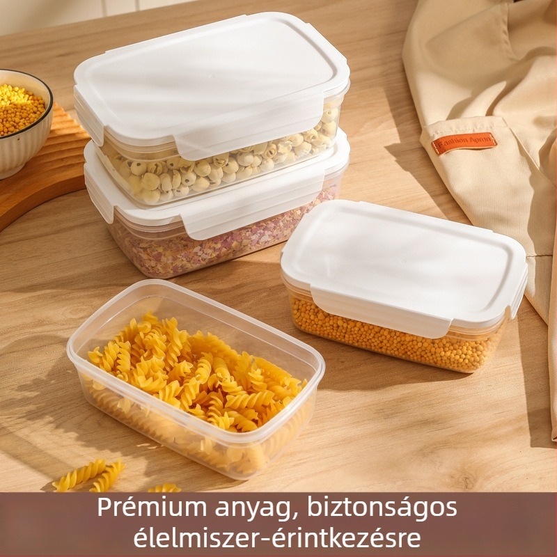 Fcm tanúsítvánnyal rendelkező, lezárt üveg, élelmiszeripari minőségű tároló műanyag üveg, tárolóedény gabonafélékhez, konyhai snackekhez, jéghez