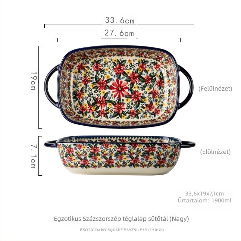 Lengyel kerámia fogantyús tál, háztartási tányér, sütőtál, dupla fülű tál, leveses tál, saláta, instant tésztatál, retró étkészlet, Amazon