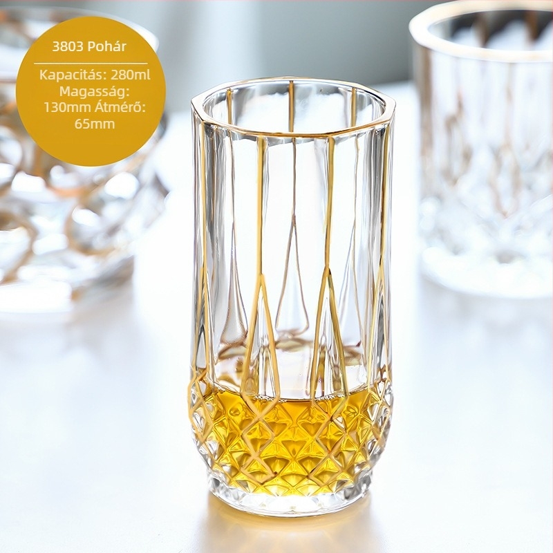 Európai stílusú luxus aranyozott whiskypohár háztartási borospohár kézzel készített kristálypohár borospohár söröspohár