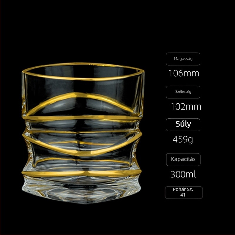 Európai stílusú luxus aranyozott whiskypohár háztartási borospohár kézzel készített kristálypohár borospohár söröspohár