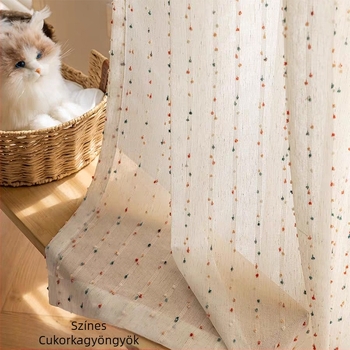 Szivárványos cukorka áttetsző, átlátszatlan gézfüggöny lányoknak és fiúknak hálószobába, öböl ablakba, gyerekszobába, Shaoxing Keqiao vászon ablakszőnyeg