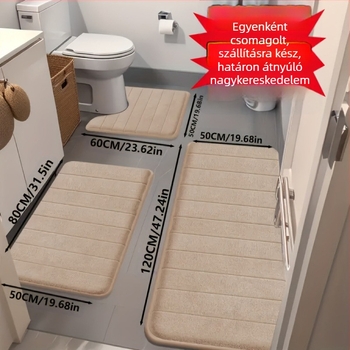 Határokon átnyúló nagykereskedelmi korall bársony padlószőnyegek háztartásba, folttaszító, csúszásgátló szőnyegek, háromrészes WC-szőnyeg szett, nedvszívó lábtörlők fürdőszobába