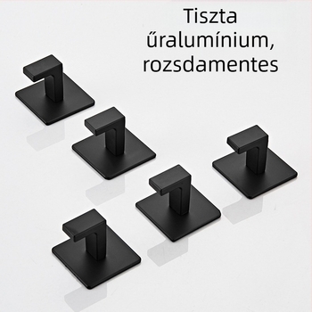 Fekete, ütésmentes, egyszerű ruhásszekrény-akasztó, fürdőszobai kombináció, egyetlen akasztó, fali ruhaakasztó, kabátakasztó, törölközőakasztó