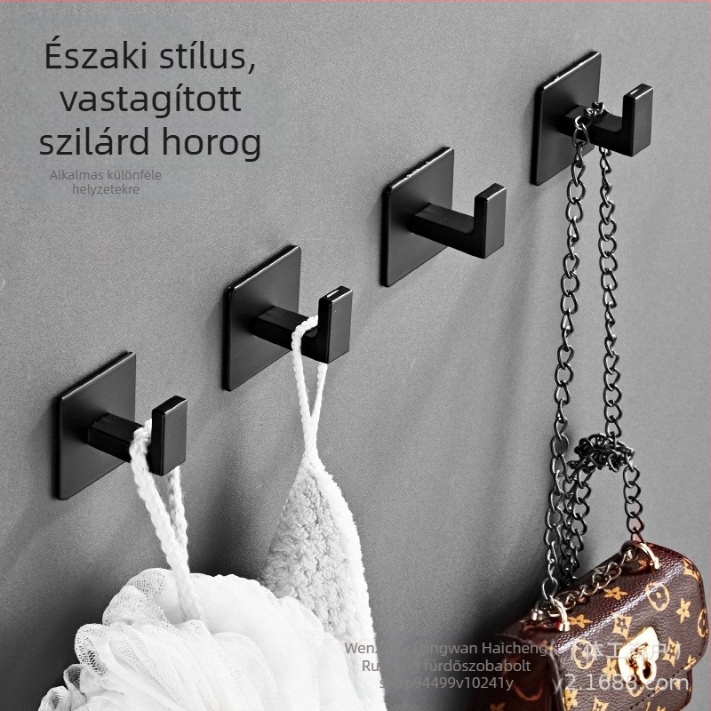 Fekete, ütésmentes, egyszerű ruhásszekrény-akasztó, fürdőszobai kombináció, egyetlen akasztó, fali ruhaakasztó, kabátakasztó, törölközőakasztó