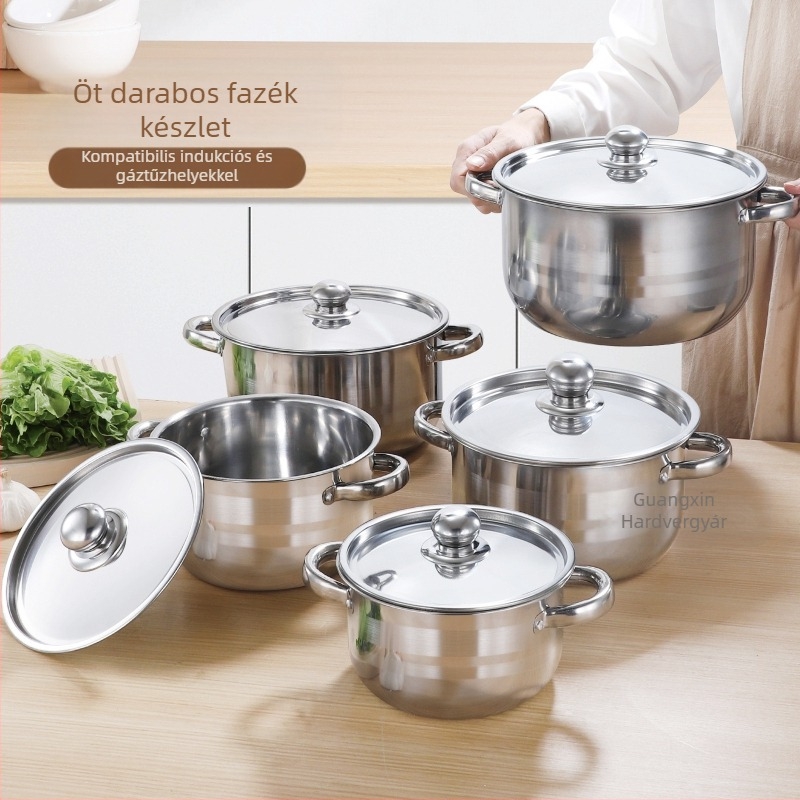 Gyári közvetlen, határokon átnyúló szállítás, vastagított rozsdamentes acél készlet, 18-26 cm-es acél fedéllel, Spanyolország, Mexikó