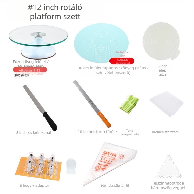 Torta forgótányér díszítőasztal sütőszerszám-készlet alumínium ötvözet tálca forgó kenet háztartási kereskedelmi díszítő lemezjátszó