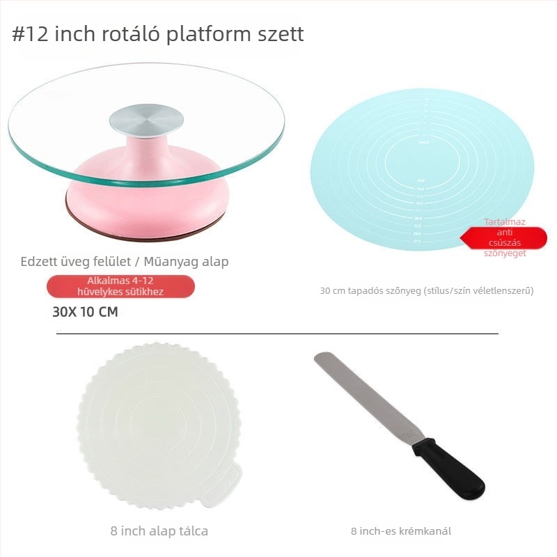 Torta forgótányér díszítőasztal sütőszerszám-készlet alumínium ötvözet tálca forgó kenet háztartási kereskedelmi díszítő lemezjátszó