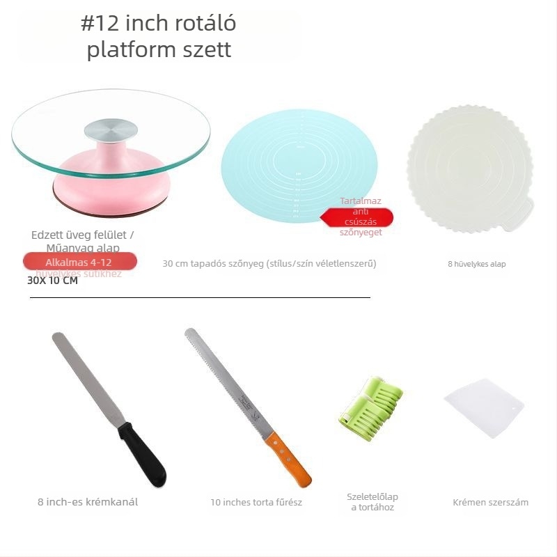 Torta forgótányér díszítőasztal sütőszerszám-készlet alumínium ötvözet tálca forgó kenet háztartási kereskedelmi díszítő lemezjátszó