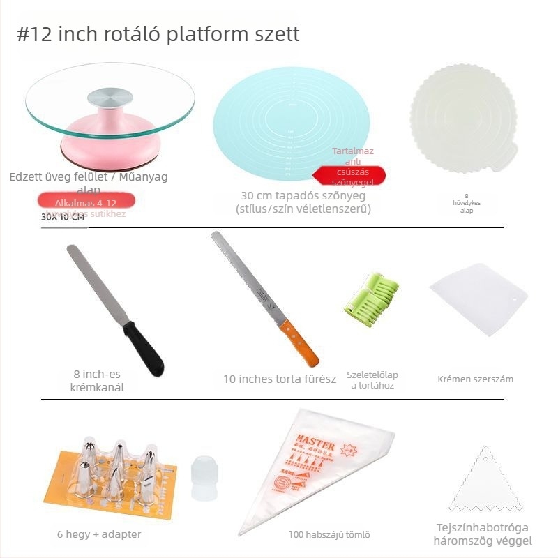 Torta forgótányér díszítőasztal sütőszerszám-készlet alumínium ötvözet tálca forgó kenet háztartási kereskedelmi díszítő lemezjátszó