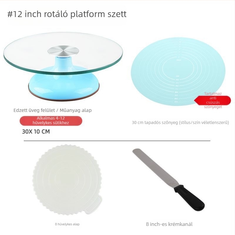 Torta forgótányér díszítőasztal sütőszerszám-készlet alumínium ötvözet tálca forgó kenet háztartási kereskedelmi díszítő lemezjátszó