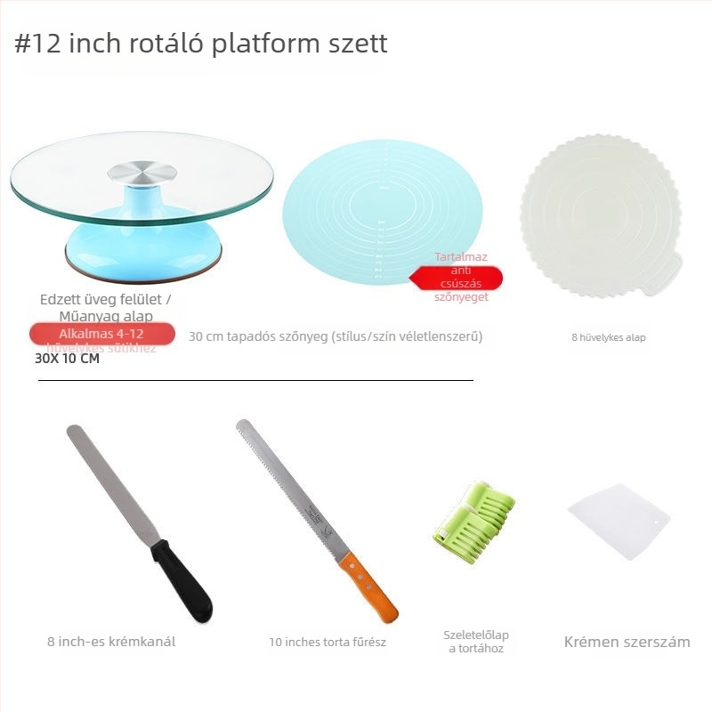 Torta forgótányér díszítőasztal sütőszerszám-készlet alumínium ötvözet tálca forgó kenet háztartási kereskedelmi díszítő lemezjátszó
