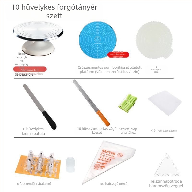 Torta forgótányér díszítőasztal sütőszerszám-készlet alumínium ötvözet tálca forgó kenet háztartási kereskedelmi díszítő lemezjátszó