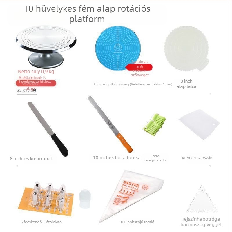 Torta forgótányér díszítőasztal sütőszerszám-készlet alumínium ötvözet tálca forgó kenet háztartási kereskedelmi díszítő lemezjátszó