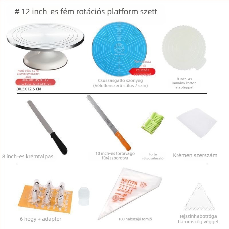 Torta forgótányér díszítőasztal sütőszerszám-készlet alumínium ötvözet tálca forgó kenet háztartási kereskedelmi díszítő lemezjátszó