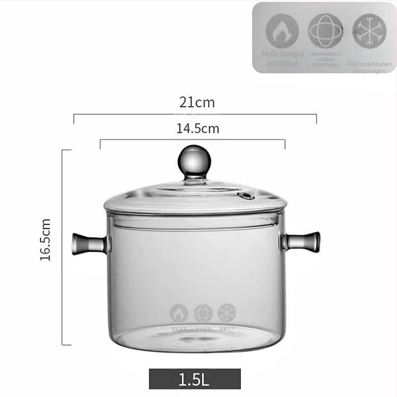 Átlátszó forró vörösboros kanna, tűzhelyen főző teáskanna, magas hőmérsékletnek ellenálló pörköltfazék, gyümölcsillatú tea nyílt lánggal, elektromos kerámia főzőlap, üveg főzőedény