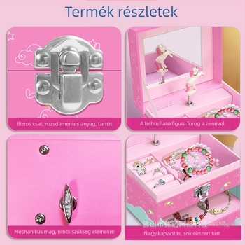 Unikornis zenélő doboz, gyönyörű ékszertároló doboz, határokon átnyúló, népszerű zenei doboz, gyermek ajándékfiókos doboz raktáron