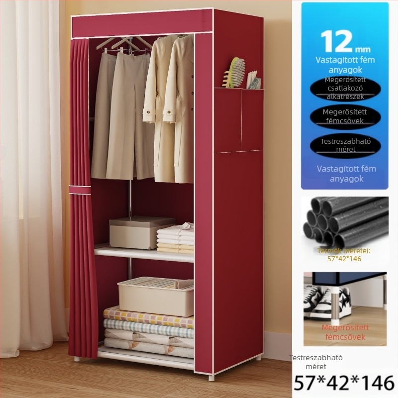 Többrétegű egyszerű ruhásszekrény otthoni bejárathoz, kollégiumi bérelhető szoba kombinációja, fém kabáttartó, ruhatartó tárolóállvány