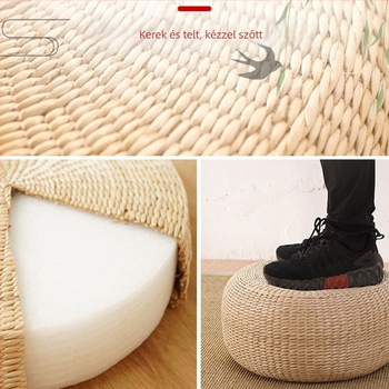Futon párna, lekerekített szélű japán szalma pupu párna, párna, ablakos erkély, összecsukhatatlan párna, meditációs szőnyeg, meditáció
