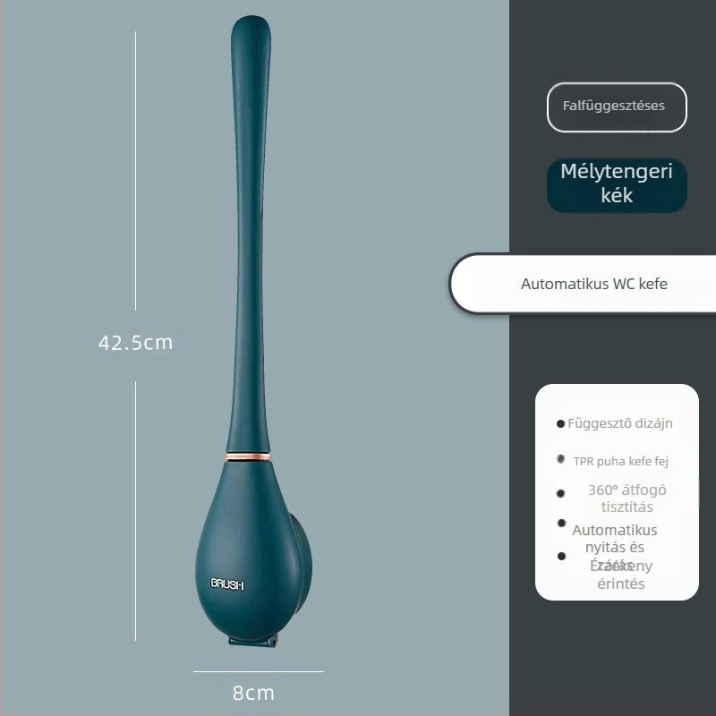 WC-kefe, nincs holtszög, alján WC-vel, falra akasztható kefe, WC-lyukakkal szabadon falra akasztható szilikon tisztítókefe