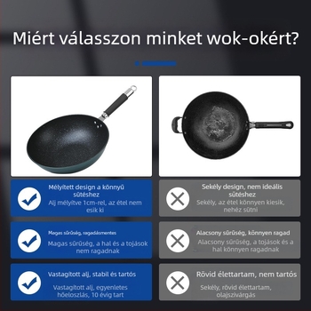 Gyári közvetlen értékesítés háztartási maifan kőgőzölő wok háztartási lapos tapadásmentes serpenyő tűzhely univerzális csúszásmentes fogantyú nagykereskedelem