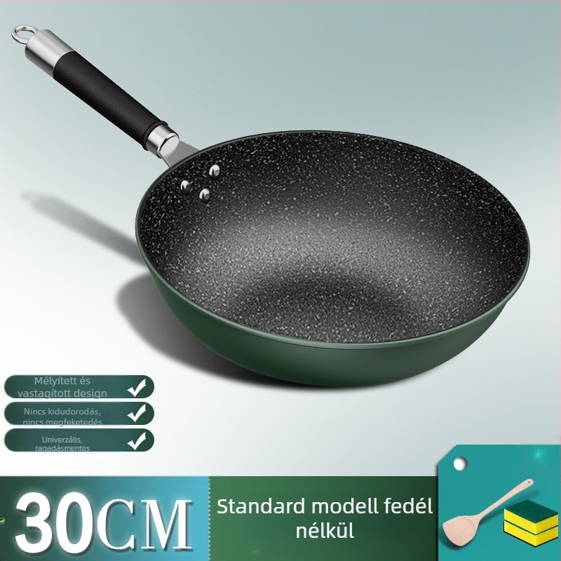 Gyári közvetlen értékesítés háztartási maifan kőgőzölő wok háztartási lapos tapadásmentes serpenyő tűzhely univerzális csúszásmentes fogantyú nagykereskedelem
